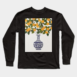 China vase, Oranges, Retro, Mid century art Long Sleeve T-Shirt